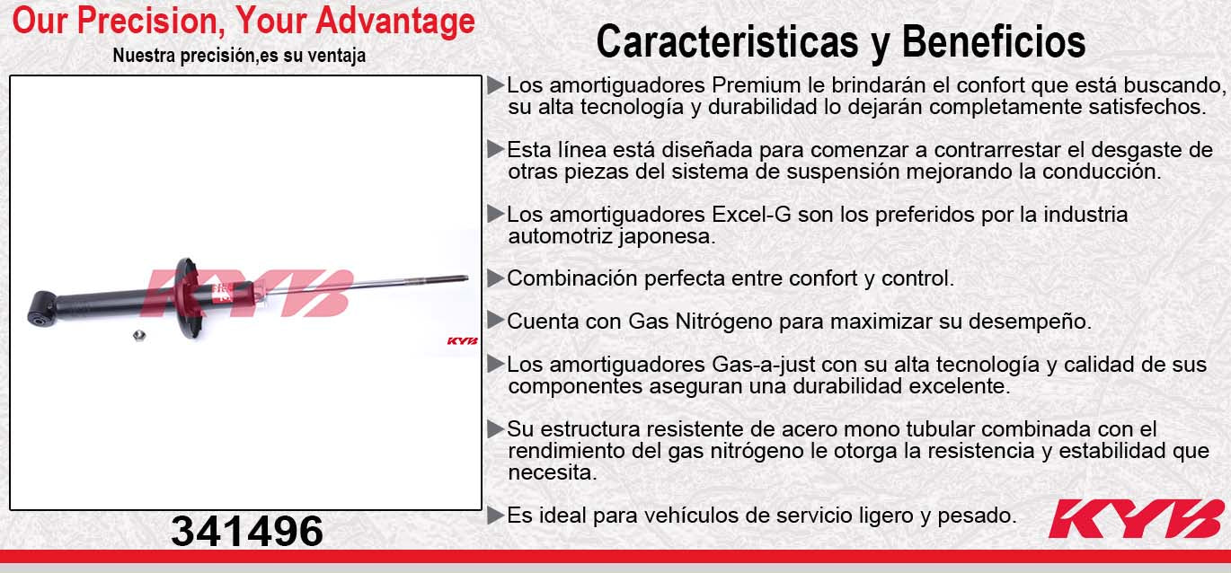 AMORTIGUADOR TRASERO DERECHO GAS EXCEL-G SEAT CORDOBA TODOS (EXC. SUS. DEPORTIVA) (1999-2002) - SEAT IBIZA TODOS (EXC. SUS. DEPORTIVA) (1999-2002) - VOLKSWAGEN DERBY TODOS (1995-2007) KYB