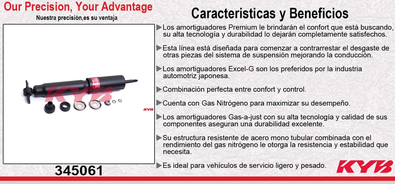 AMORTIGUADOR DELANTERO GAS EXCEL-G DODGE RAM PICK UP [SOLO MODELOS 2WD] 2500 SLT (2006-2008) KYB
