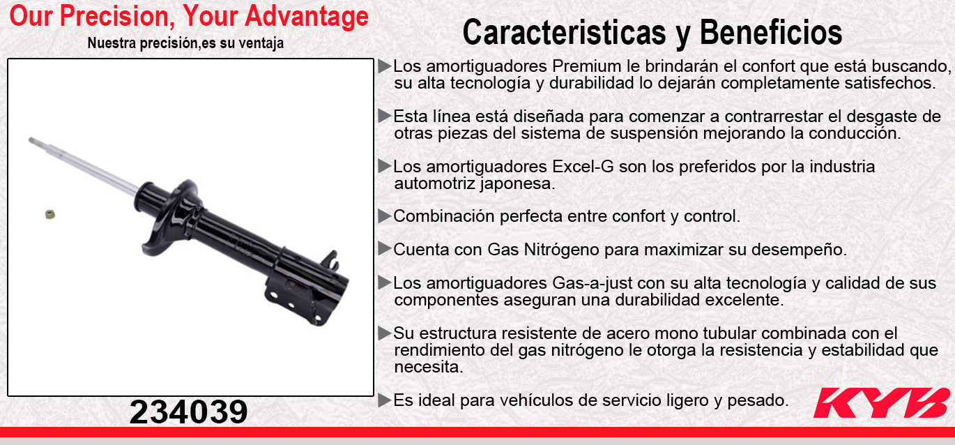 AMORTIGUADOR TRASERO DERECHO GAS EXCEL-G FORD. ESCORT (1991-2002) - MERCURY. TRACER (1991-1996) - MAZDA. 323 (1990-1994) - MX-3 (1992-1995) - PROTEGE (1990-1994) KYB