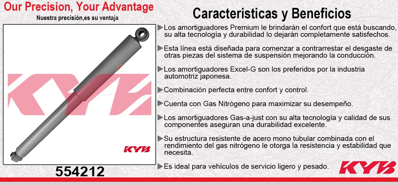 AMORTIGUADOR TRASERO GAS-A-JUST CHEV C15 / C20 / C25 (1973-1991) - CHEYENNE (1973-1991) - BLAZER (1973-1991) - HUNTER (1973-1991) - SUBURBAN (1973-1991). KYB