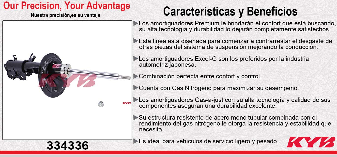 AMORTIGUADOR DELANTERO DERECHO GAS EXCEL-G NISSAN ALTIMA (2002-2006) - MAXIMA (2004-2008). KYB