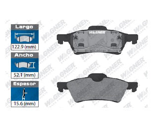 BALATA SEMIMETÁLICA TRASERA MAZDA 3 2004-2010 / MAZDA 5 2006-2010 / SAAB 9-3 2003 / VOLVO S40 2005 / V50 2005-2006 WAGNER