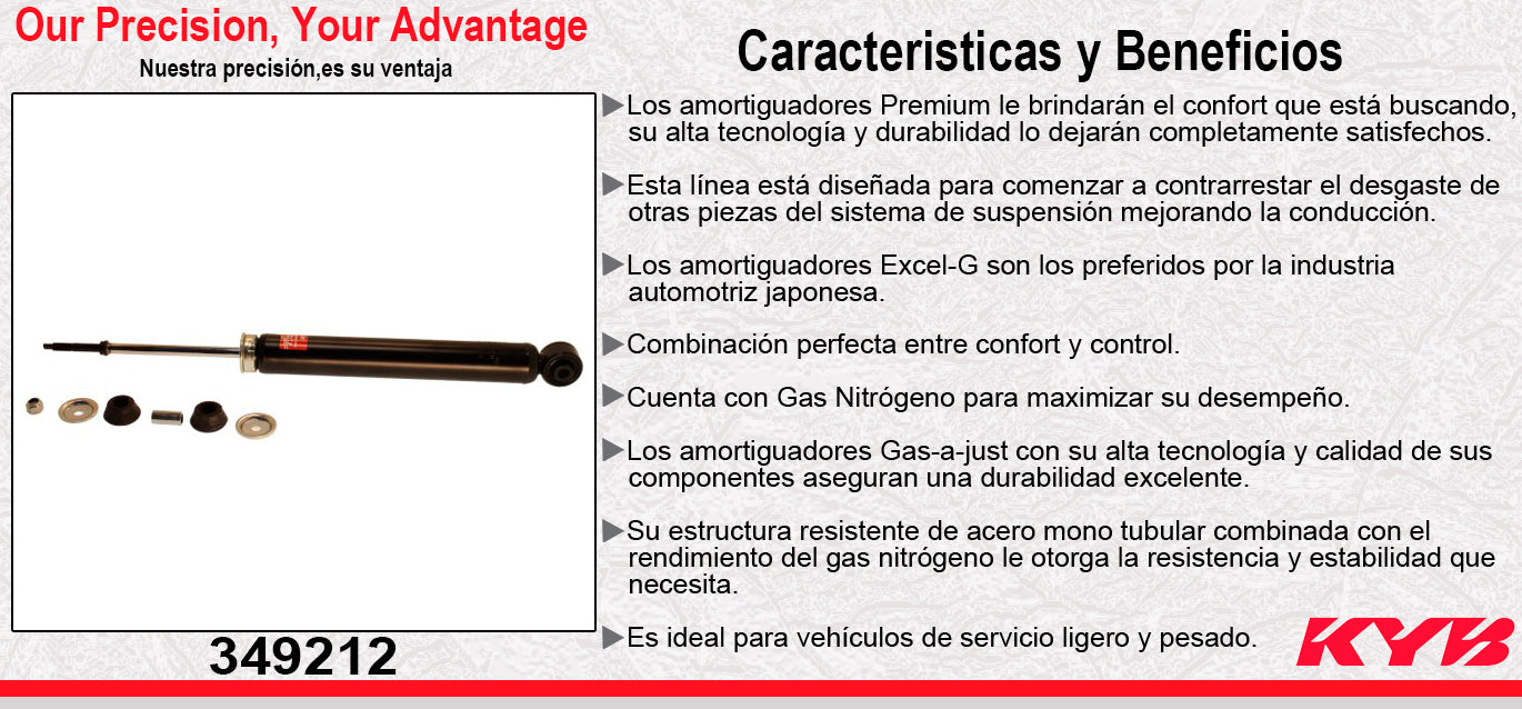 AMORTIGUADOR TRASERO GAS EXCEL-G NISSAN SENTRA (2013-2019). TODOS KYB