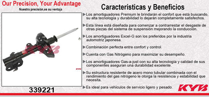 AMORTIGUADOR DELANTERO IZQUIERDO GAS EXCEL-G HONDA ODYSSEY (2005-2007). KYB