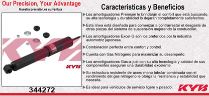 AMORTIGUADOR DELANTERO GAS EXCEL-G FORD. PICK-UP F-350 4X2 SUPERDUTY (1967-1979) - ECONOLINE VAN E-250 / E350 (1975-1991) - PICK-UP F-100 (1972-1979) / F250 (1972-1986) - TOYOTA. HILUX 4X4 (1979-1985). KYB