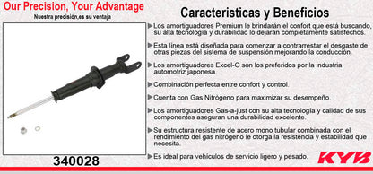 AMORTIGUADOR DELANTERO GAS EXCEL-G DODGE RAM 1500 3.6, 3.7, 5.7, 4X4 (2009-2024). C/REBOTE C/ASIENTO 930 146 KYB