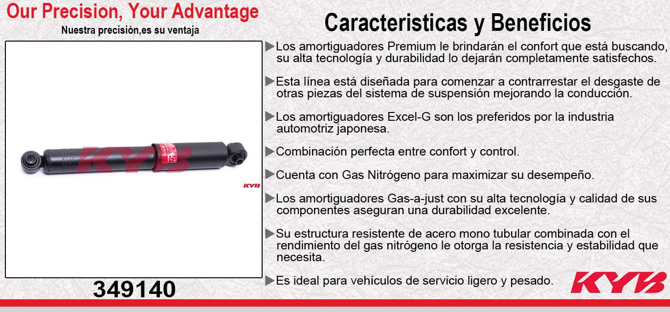 AMORTIGUADOR TRASERO GAS EXCEL-G CHEVROLET MERIVA (2003-2006) CON BUJE Y BUJE 33159 KYB