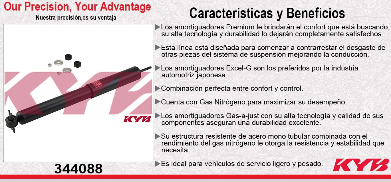 AMORTIGUADOR DELANTERO GAS EXCEL-G JEEP CHEROKEE 4X2 4X4 (1991-2001) - COMANCHE (1985-1992). KYB