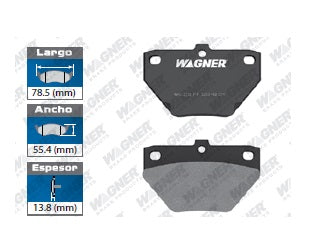 BALATA SEMIMETÁLICA TRASERA PONTIAC VIBE 2007 / CELICA 2001-2005 / CELICA GTS 2000 / COROLLA 2004-2008 / MATRIX 2003-2008 / MATRIX 2WD 2003-2005 / MATRIX 4WD 2003-2005 WAGNER