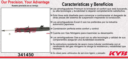 AMORTIGUADOR DELANTERO IZQUIERDO GAS EXCEL-G MAZDA 6 (2009-2013). TODOS KYB