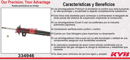 AMORTIGUADOR DELANTERO IZQUIERDO GAS EXCEL-G - BMW 320I (2001-2005) - 323CI (2000) - 323I (1999-2000) - 325CI (2001-2006) - 325I (2001-2005) - 328CI (2000) - 328I (1999-2000) - 330CI (2001-2006) - 3301I (2001-2006). KYB