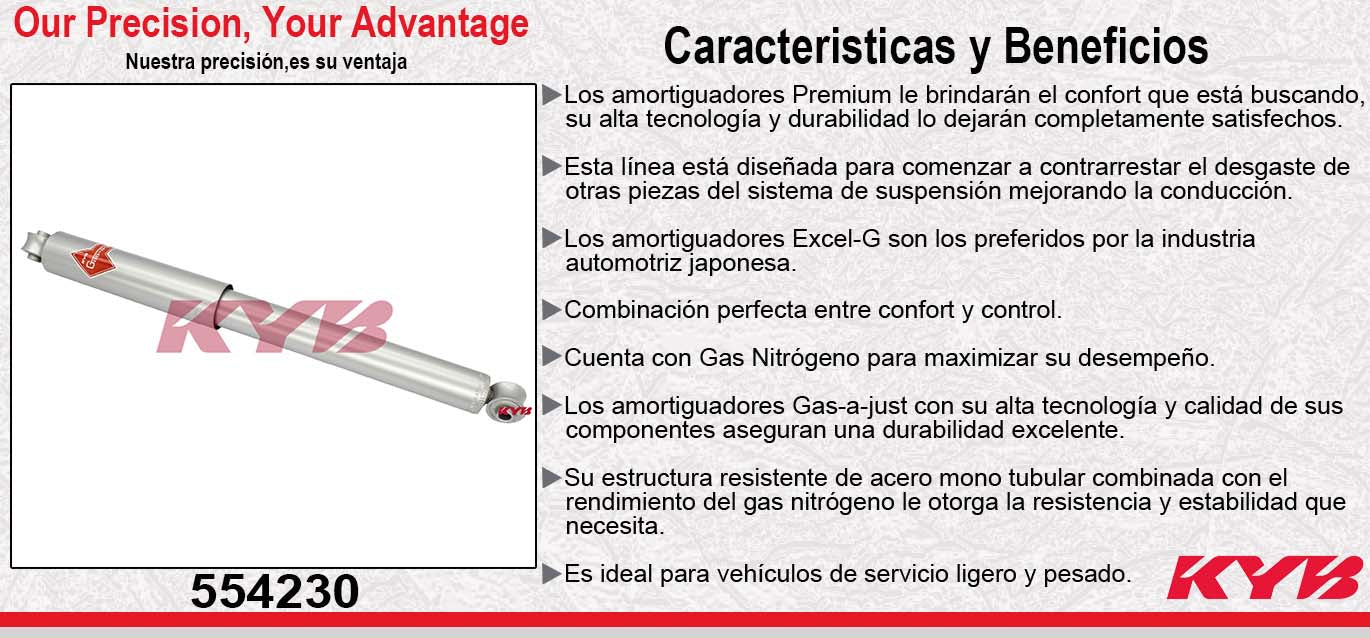 AMORTIGUADOR DELANTERO GAS-A-JUST FORD F-250 (1987-1998) - F-350 (1985-1997) - FORD EXPEDITION (1997-2002) - LINCOLN NAVIGATOR (1998-2002). TODOS "EXC. NIVELACIËN DE AIRE " 4X2 Y 4X4 KYB