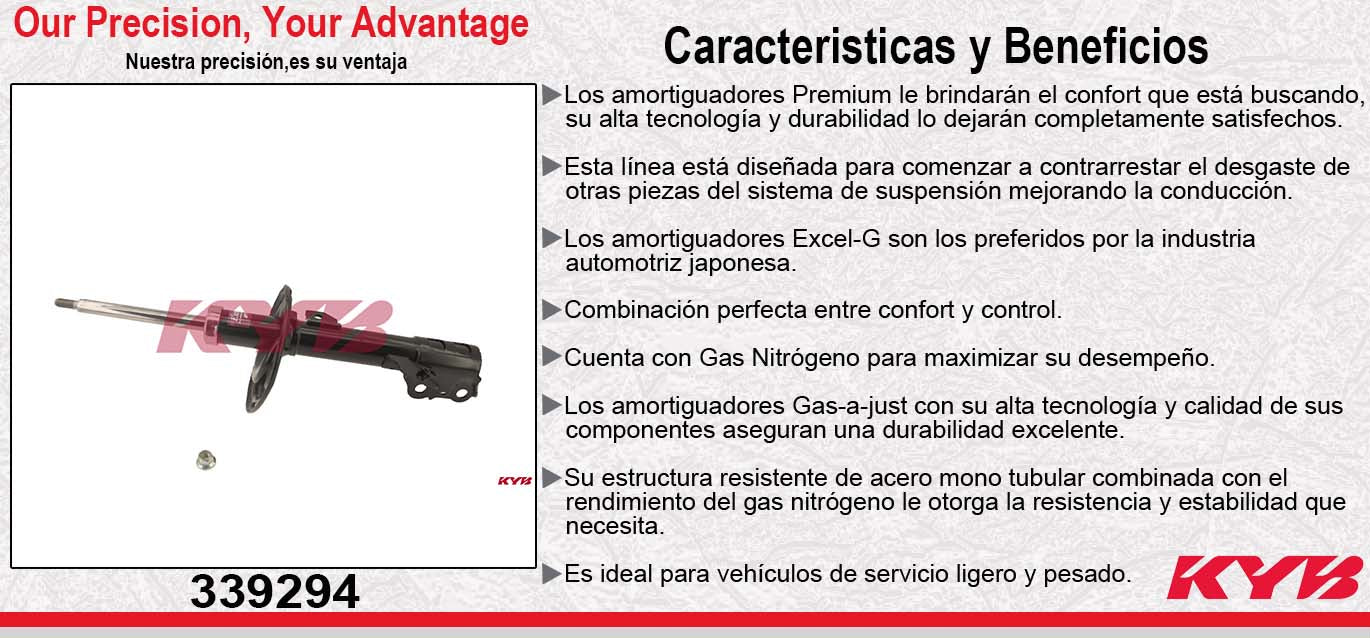 AMORTIGUADOR DELANTERO DERECHO GAS EXCEL-G TOYOTA SIENNA TODAS (2014-2016) KYB