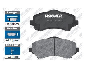 BALATA CERÁMICA DELANTERA CHRYSLER TOWN & COUNTRY 2008-2014 2016 / DODGE GRAND CARAVAN 2008-2014 2016 / JOURNEY 2009-2013 / NITRO 09 2011 / JEEP LIBERTY 2009-2012 / WRANGLER 2011-2016 / VOLKSWAGEN ROUTAN 2009-2014 WAGNER