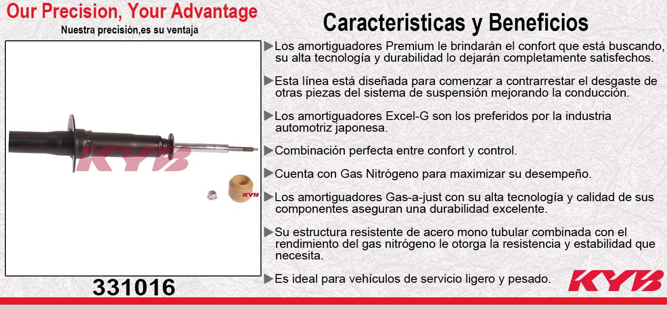 AMORTIGUADOR DELANTERO DERECHO GAS EXCEL-G CHEV TRAILBLAZER (2002-2007) - ENVOY (2002-2007) - ISUZU ASCENDER (2003-2007) KYB