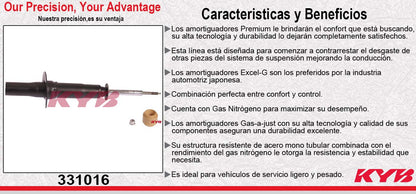 AMORTIGUADOR DELANTERO DERECHO GAS EXCEL-G CHEV TRAILBLAZER (2002-2007) - ENVOY (2002-2007) - ISUZU ASCENDER (2003-2007) KYB
