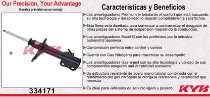 AMORTIGUADOR DELANTERO IZQUIERDO GAS EXCEL-G TOYOTA CAMRY (1995-1996) - AVALON (1995-1996) KYB