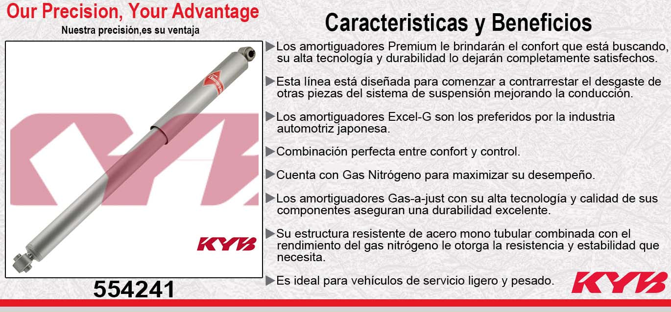 AMORTIGUADOR TRASERO GAS-A-JUST FORD PICK-UP F-250 SUPERDUTY 4X4 (1999-2005) - F-350 SUPERDUTY 4X4 (1999-2005) - PICK-UP LOBO F250 4X4 (2001-2005) KYB