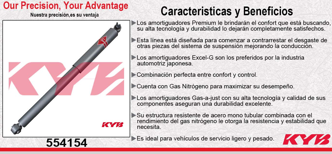 AMORTIGUADOR TRASERO GAS-A-JUST CHEV C15, C20, (1992-1999) - CHEYENNE (1992-1999) - G30 VAN (DOBLE RODADA) (1975-1993) - C3500 3500 (DOBLE RODADA ) (1997-2001). KYB