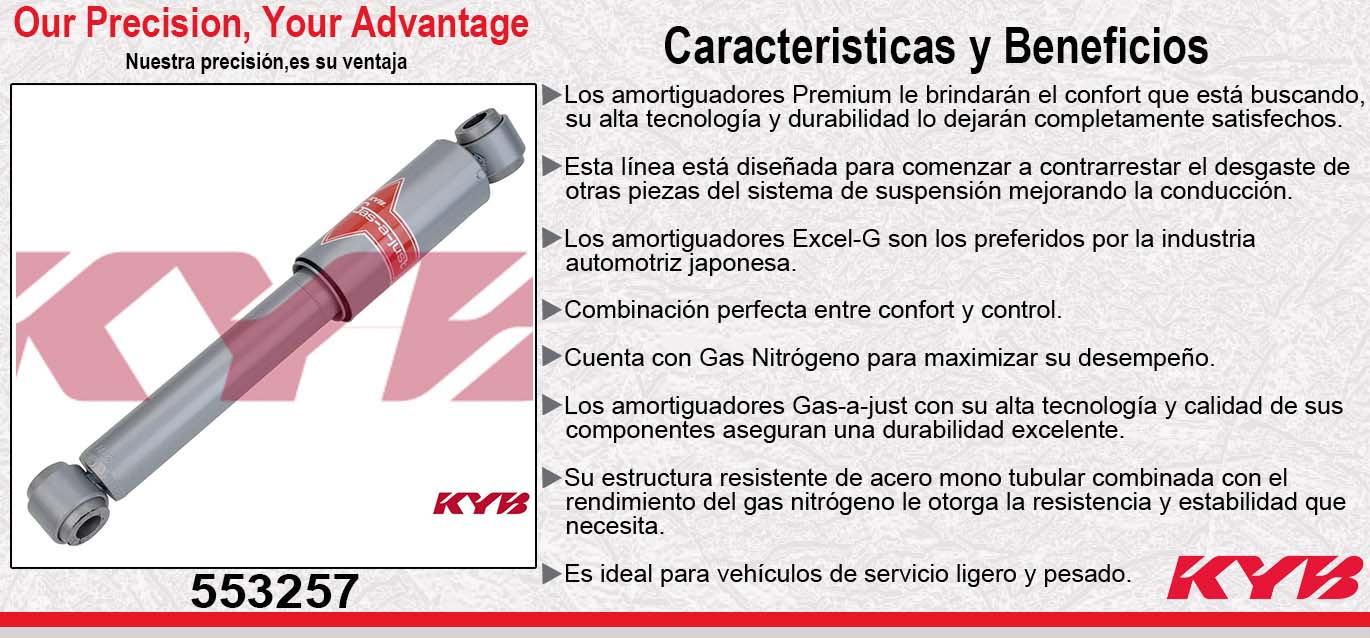 AMORTIGUADOR TRASERO DERECHO GAS-A-JUST NISSAN DELANTERAIER (1999-2004) - NP300 (2016-2021) - PATHFINDER (1987-1995) - XTERRA (2000-2004). KYB