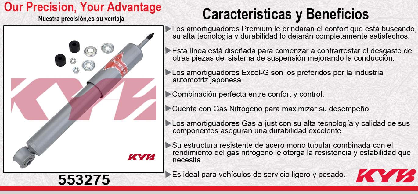 AMORTIGUADOR DELANTERO GAS-A-JUST ISUZU PICK UP HOMBRE PICK UP 2WD (1988-1995) - ISUZU PICK UP, HOMBRE PICK UP 2WD AGO / (1986-1987) - NISSAN PICK UP NACIONAL 2WD (1965-1993) -NISSAN PICK UP SOLO D21 2WD (1994-2008) KYB