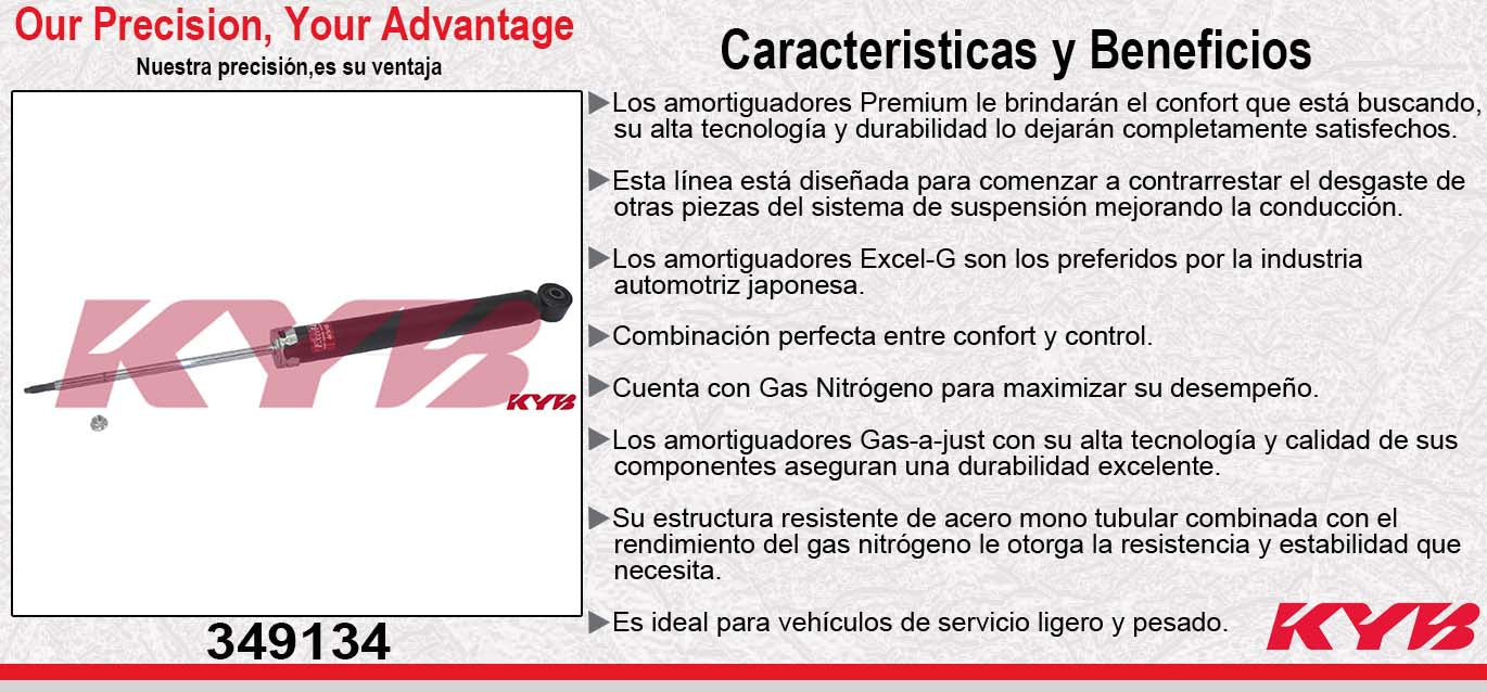 AMORTIGUADOR TRASERO GAS EXCEL-G AUDI A4 (2009-2016) - A5 (2008-2016) - A6 (2012-2018) - A7 (2012-2018). SIN SUSPENSIÓN DEPORTIVA NI SUSPENSIÓN DE AJUSTE ELECTRÓNICO KYB