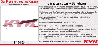 AMORTIGUADOR TRASERO GAS EXCEL-G AUDI A4 (2009-2016) - A5 (2008-2016) - A6 (2012-2018) - A7 (2012-2018). SIN SUSPENSIÓN DEPORTIVA NI SUSPENSIÓN DE AJUSTE ELECTRÓNICO KYB