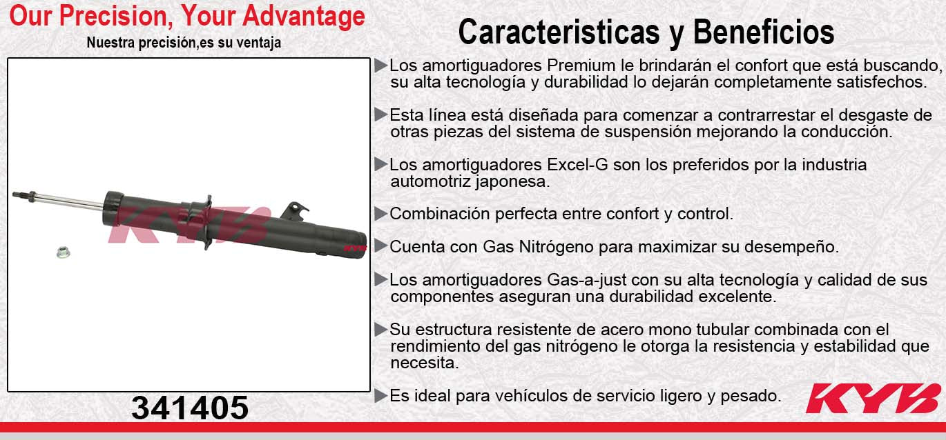 AMORTIGUADOR DELANTERO GAS EXCEL-G FORD FUSION TODOS (2006-2009) - MERCURY MILAN TODOS 2007-2009 - LINCOLN. MKZ (2007-2012) KYB