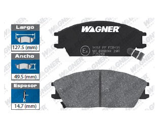 BALATA CERÁMICA DELANTERA DODGE ATITUDE 2006-2007 / VERNA 2000-2005 / HYUNDAI ACCENT 1995-2006 / EXCEL 1990-1994 / S COUPE 1991-1995 / MITSUBISHI PRECIS 1988-1994 WAGNER