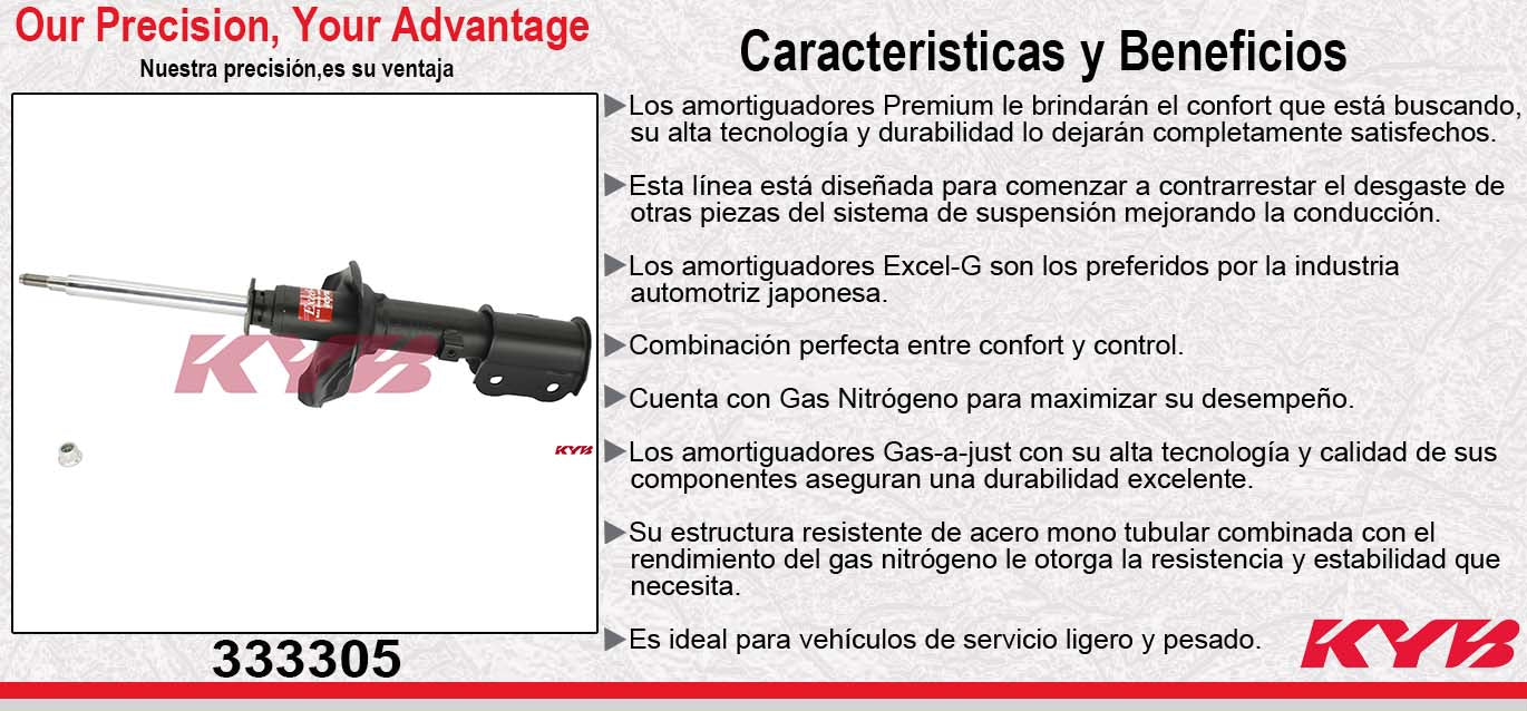 AMORTIGUADOR DELANTERO IZQUIERDO GAS EXCEL-G HYUNDAI. VERNA (2000-2005) - ACCENT (2000-2002) KYB