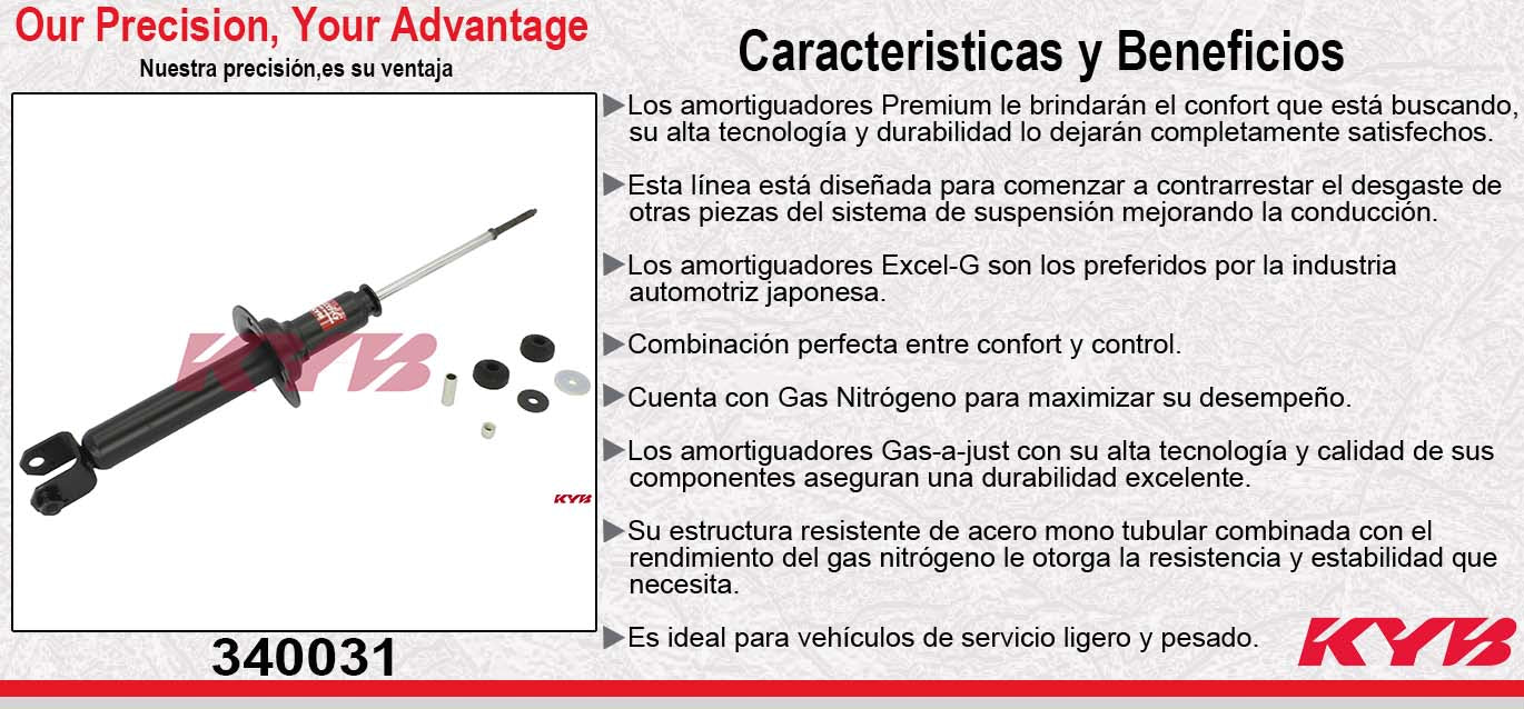 AMORTIGUADOR TRASERO GAS EXCEL-G ACURA TL (2009-2014) - TSX (2009-2014) - HONDA ACCORD (2013-2017). KYB