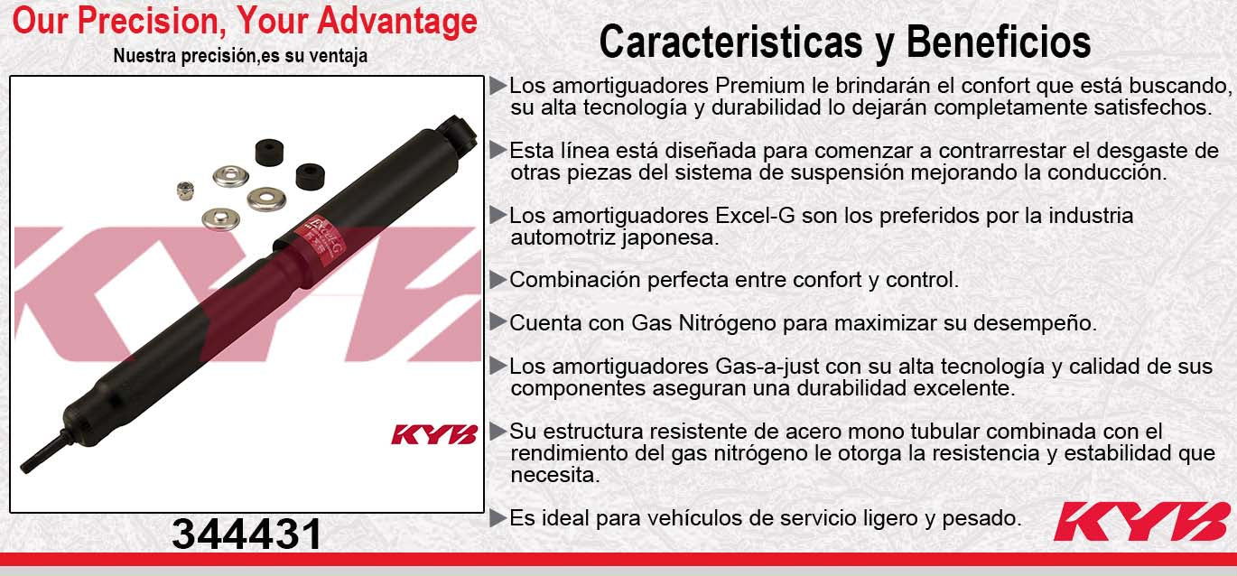 AMORTIGUADOR TRASERO GAS EXCEL-G NISSAN PICK UP 4X2 (1966-1981) - (93) - PICK UP 4X4 (1980-1982) - TOYOTA PREVIA VAN (1990-1997). KYB