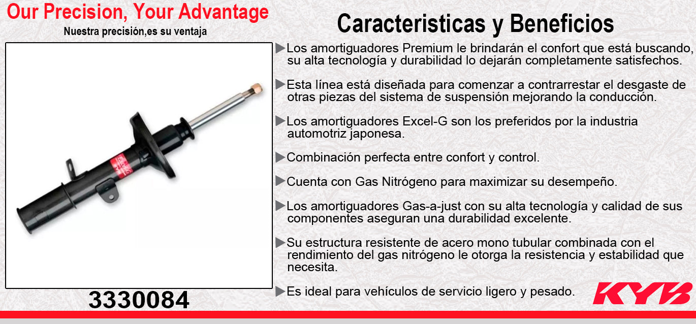 AMORTIGUADOR DELANTERO IZQUIERDO GAS EXCEL-G / TOYOTA YARIS SEDAN (2016-2019) KYB