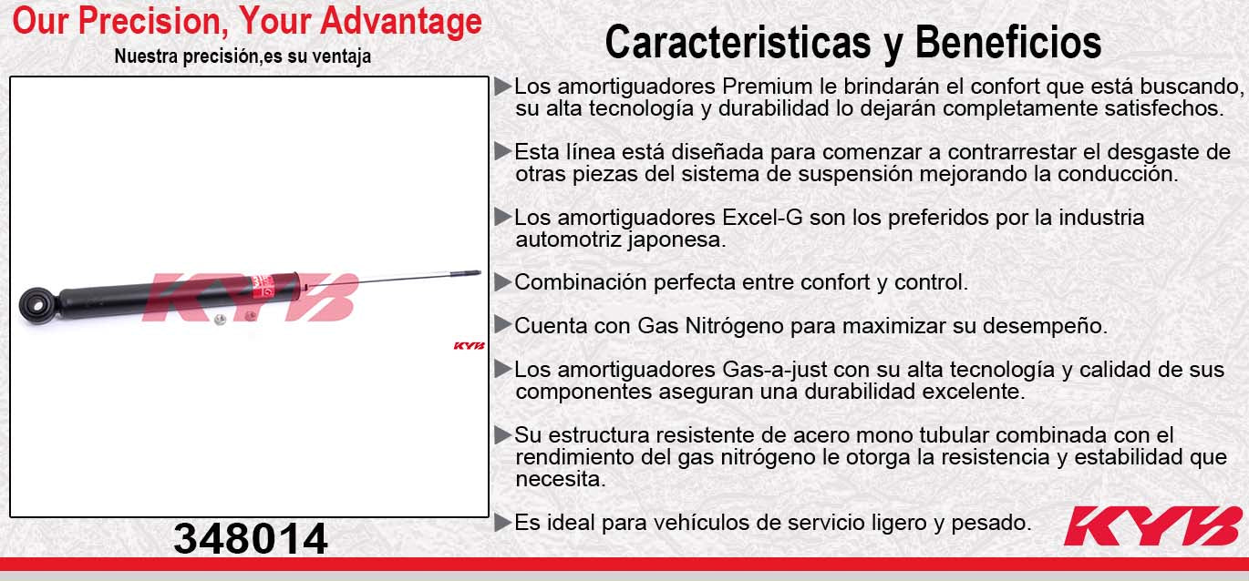 AMORTIGUADOR TRASERO DERECHO GAS EXCEL-G NISSAN APRIO (2008-2010) - RENAULT SANDERO - STEPWAY (2010-2016). KYB