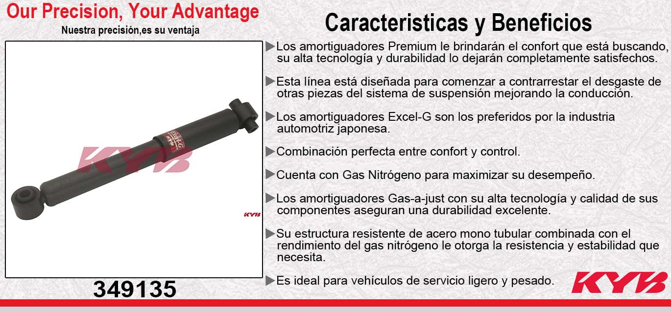 AMORTIGUADOR TRASERO GAS EXCEL-G TOYOTA. SEQUOIA (2008-2013) EXC. SUSP. AIRE Y ELECTRONICA AJUSTABLE KYB