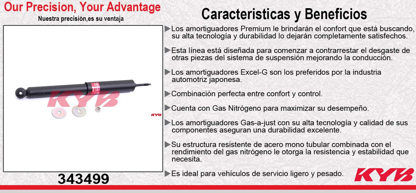 AMORTIGUADOR TRASERO GAS EXCEL-G CHEV MERIVA CON ESPIGA Y BUJE (2003-2006) KYB