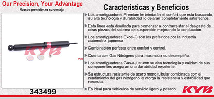 AMORTIGUADOR TRASERO GAS EXCEL-G CHEV MERIVA CON ESPIGA Y BUJE (2003-2006) KYB