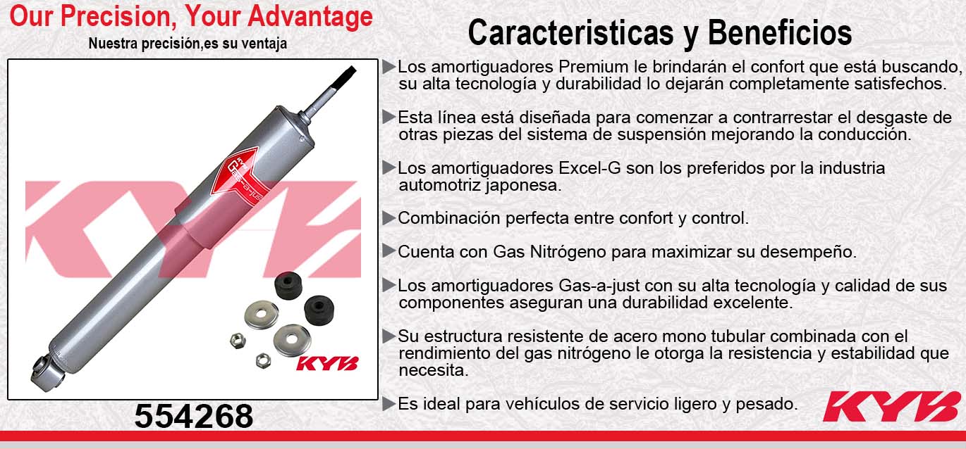 AMORTIGUADOR DELANTERO GAS-A-JUST ISUZU AMIGO (1989-1995) - RODEO (1991-1997) - TROOPER (1987-1991) - MAZDA B2000 (1986-1987) / B2200 / B2600 (1987-1993) - TOYOTA VAN (1987-1989) KYB