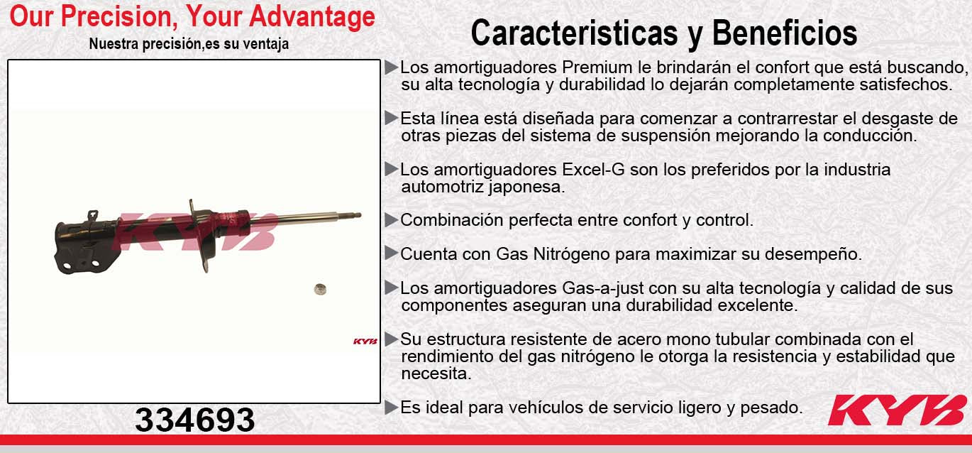 AMORTIGUADOR DELANTERO IZQUIERDO GAS EXCEL-G FORD EDGE (2011-2014) - LINCOLN MKX (2011-2015). KYB