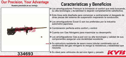 AMORTIGUADOR DELANTERO IZQUIERDO GAS EXCEL-G FORD EDGE (2011-2014) - LINCOLN MKX (2011-2015). KYB