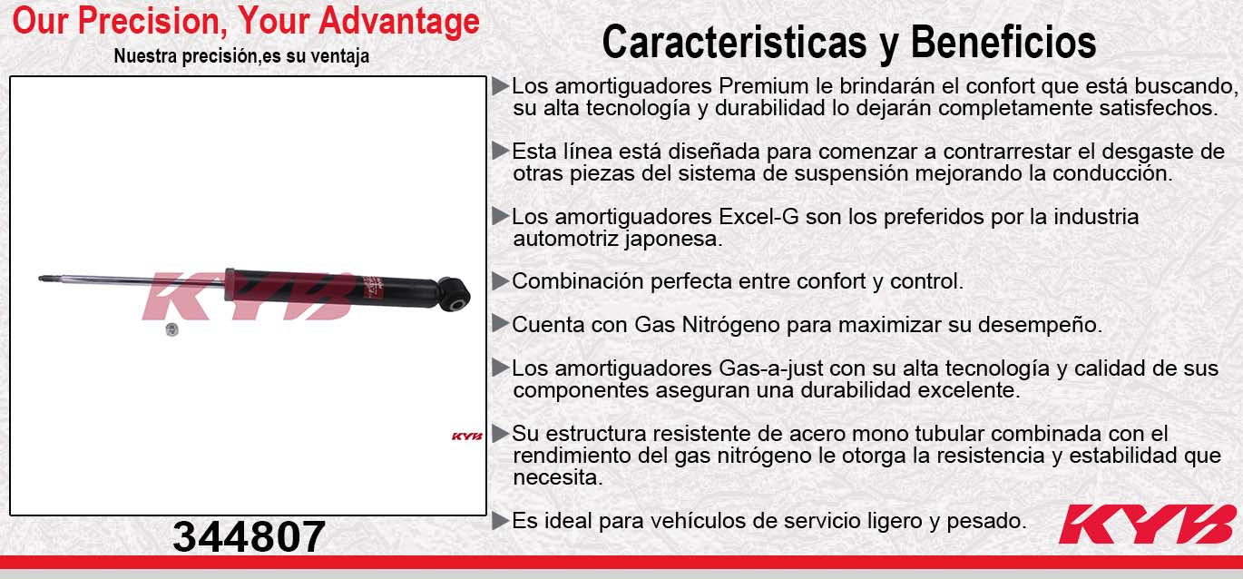 AMORTIGUADOR TRASERO GAS EXCEL-G AUDI A4 EXCEPTO SPORT SUSPENSION, S4 Y RS4 (2005-2008) KYB