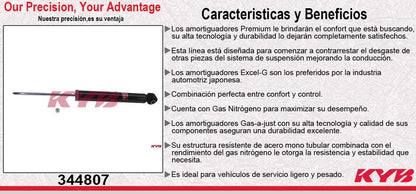 AMORTIGUADOR TRASERO GAS EXCEL-G AUDI A4 EXCEPTO SPORT SUSPENSION, S4 Y RS4 (2005-2008) KYB