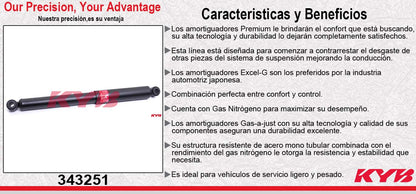 AMORTIGUADOR TRASERO GAS EXCEL-G MITSUBISHI L200 2.5 4X4 (2008-2020). KYB