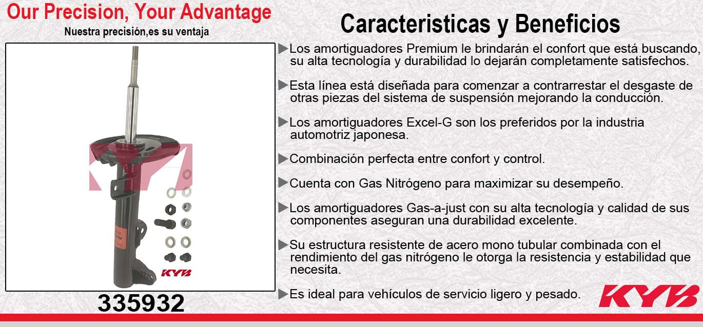 AMORTIGUADOR DELANTERO GAS EXCEL-G MERCEDES BENZ. CLASE CLK (209) EXC. 4-MATIC (2003-2009) - CLK 320 (03) - CLK 350 (2006-2009) - CLK 55 AMG (2004-2006) - CLK 550 (2007-2009) KYB