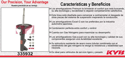 AMORTIGUADOR DELANTERO GAS EXCEL-G MERCEDES BENZ. CLASE CLK (209) EXC. 4-MATIC (2003-2009) - CLK 320 (03) - CLK 350 (2006-2009) - CLK 55 AMG (2004-2006) - CLK 550 (2007-2009) KYB
