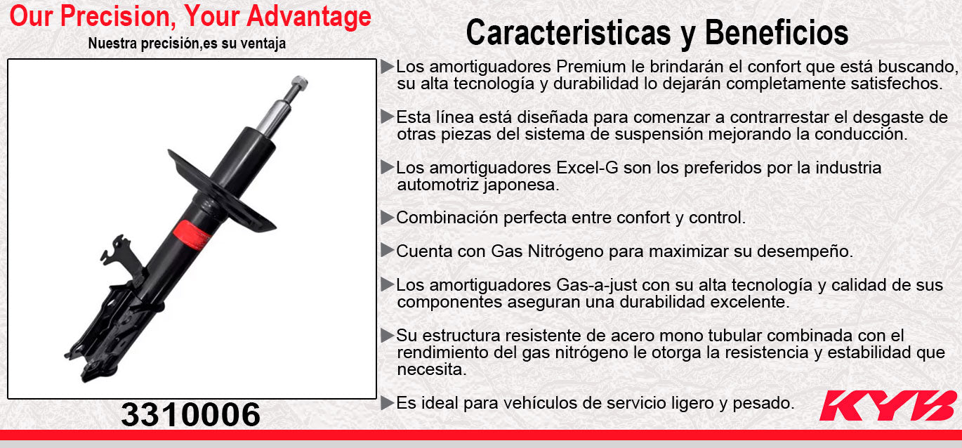 AMORTIGUADOR DELANTERO DERECHO GAS EXCEL-G TOYOTA HIACE (2020-2024). KYB