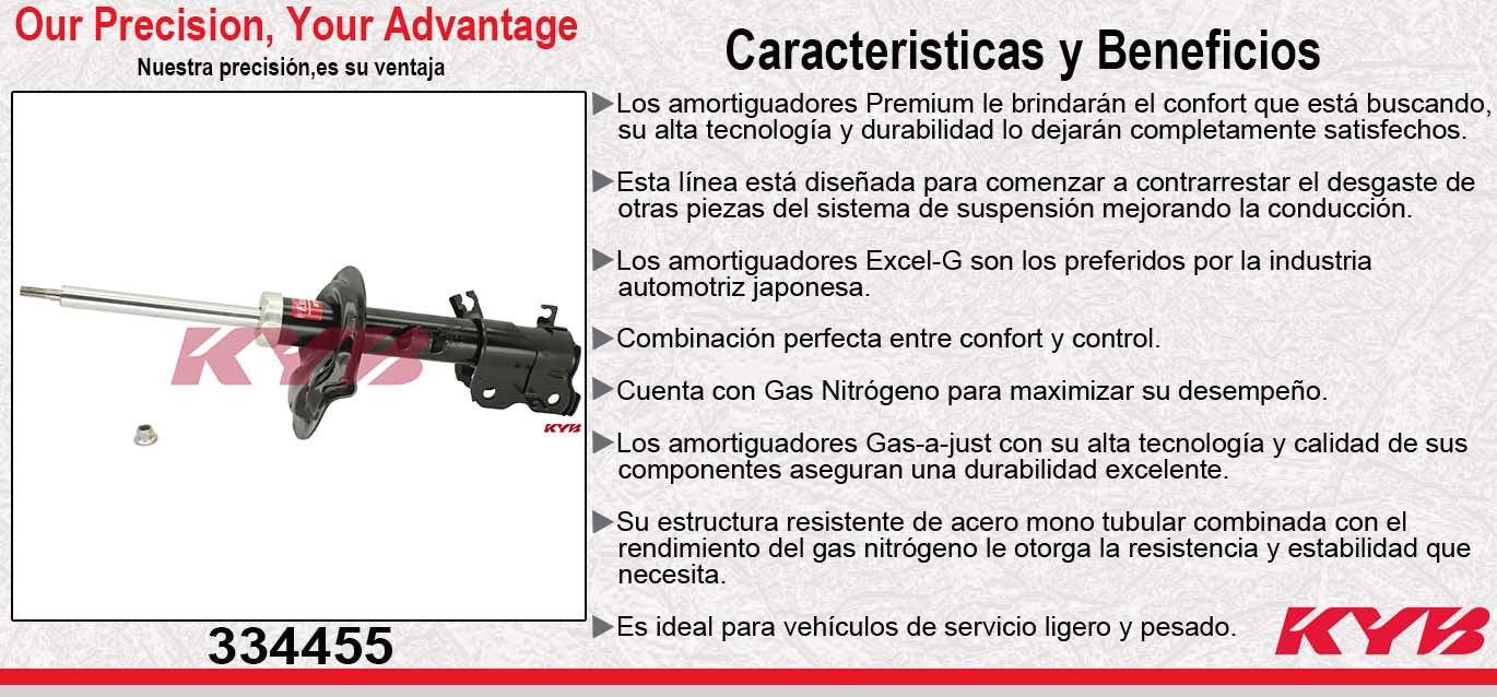 AMORTIGUADOR DELANTERO IZQUIERDO GAS EXCEL-G NISSAN QUEST (2004-2009) KYB