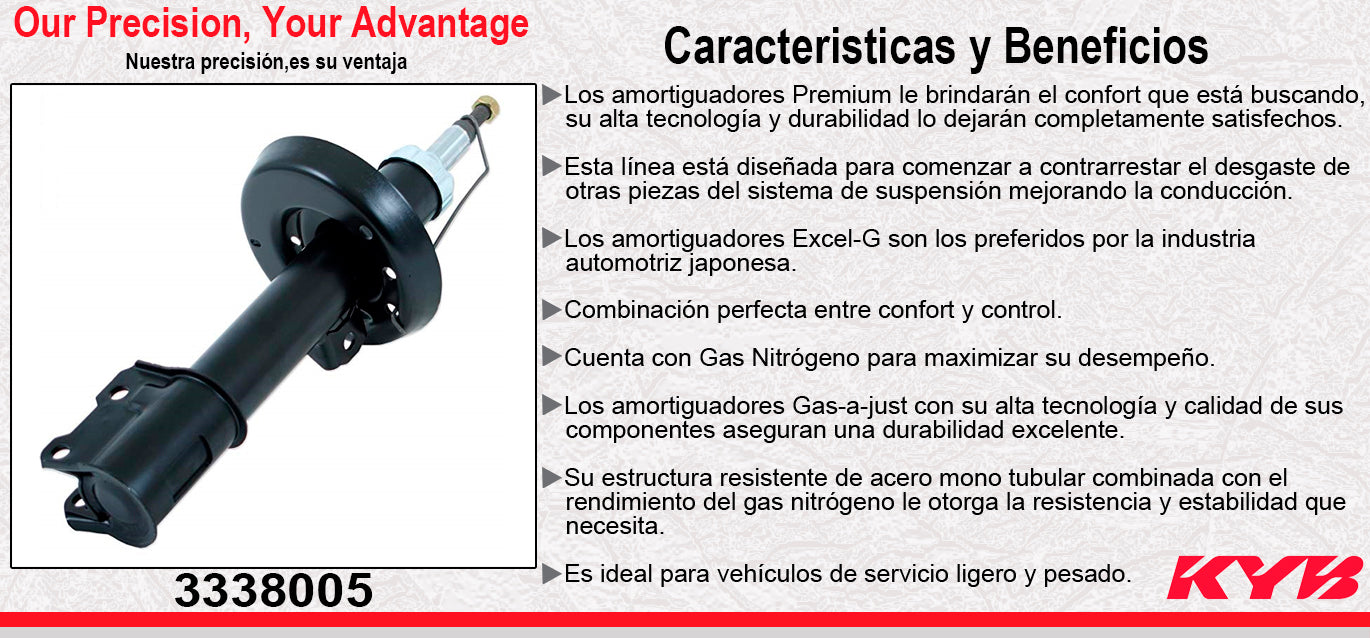 AMORTIGUADOR DELANTERO IZQUIERDO GAS EXCEL-G PEUGEOT 2008 (2014-2016). TODOS KYB