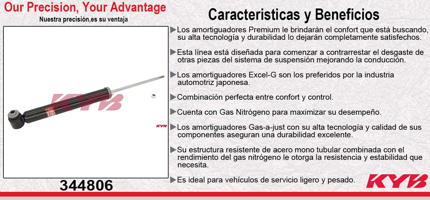 AMORTIGUADOR TRASERO GAS EXCEL-G AUDI. A6 (4F-C6) EXC. S6 Y RS6 (2005-2011) - A6 QUATTRO (2005-2011) - S6 (2007-2008) KYB
