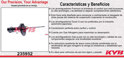 AMORTIGUADOR DELANTERO GAS EXCEL-G DODGE. ARIES (1986-1994) - DART K (1986-1995) - LEBARON (1986-1995) - MAGNUM (1986-1995) - NEW YORKER (1986-1995) - PHANTOM (1986-1995) - SPIRIT (1986-1995) - SHADOW (1986-1995) - VOLARE (1986-1995) - IMPERIAL KYB